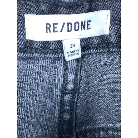 RE/DONE 70'S Straight Leg High Rise Jeans in Worn Black with Rips - Size 23 - Picture 6 of 8